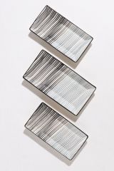 3'lü Sunum Tabağı Modern Desen Handmade 2 Boy Kayık Tabak Seti
