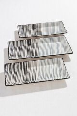 3'lü Sunum Tabağı Modern Desen Handmade 2 Boy Kayık Tabak Seti