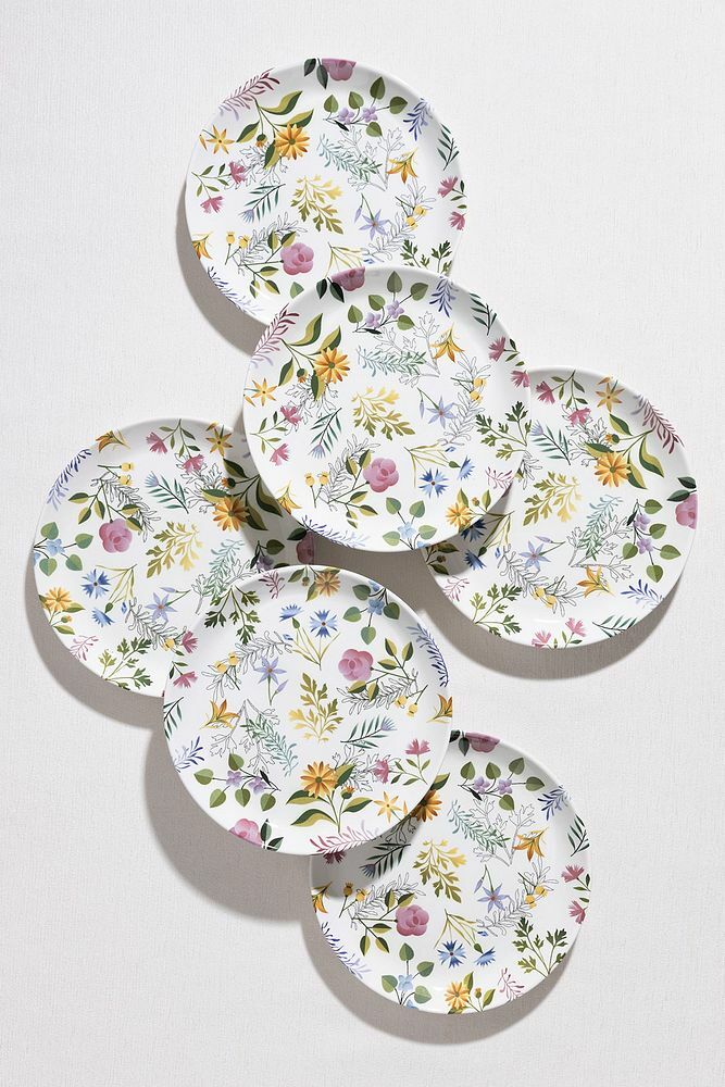 6'lı Pasta Tabağı Flowers Desen Dijital Baskı 20cm Yuvarlak Pasta Tabak Seti