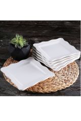 6'lı Beyaz Serenat Pasta Tabak Seti 19x19cm Pasta Tabağı