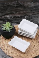 6 Adet Kahvaltılık Dikdörtgen 14x10cm Beyaz