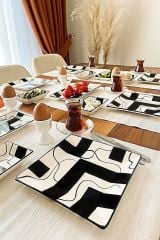 Kahvaltı Takımı 14 Parça 6 Kişilik Kara Şimşek El Boyaması