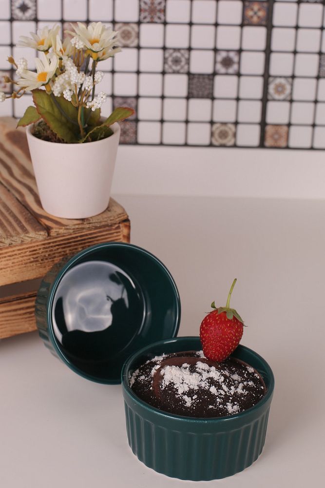 2 Li Yeşil Sufle Kabı Fırın Kabları (10X5CM)