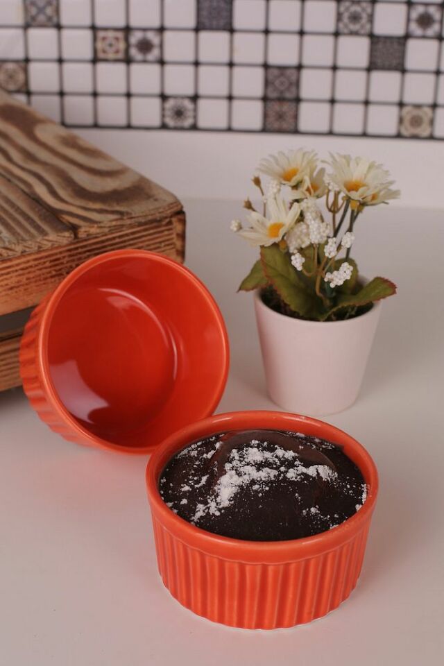 2 Li Yeşil Sufle Kabı Fırın Kabları (10X5CM)