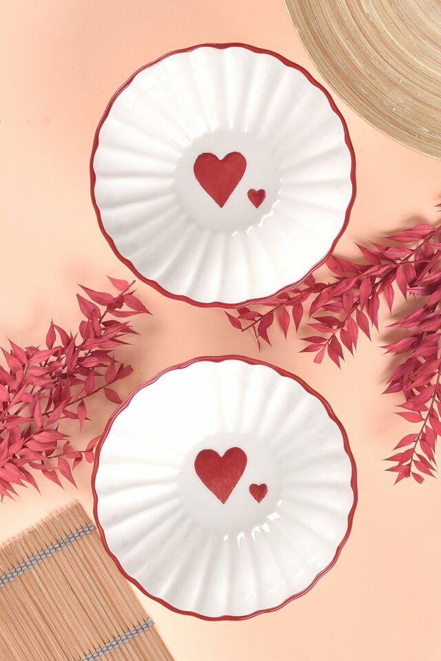 2 kişilik Love Serisi 2 'li Çorba Kasesi 16cm Kalp Desen